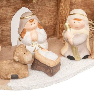 Déco nativité 7 santons 33x16cm grès et mdf - feeric lights & christmas