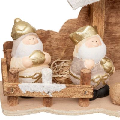 Déco nativité 7 santons 33x16cm grès et mdf - feeric lights & christmas