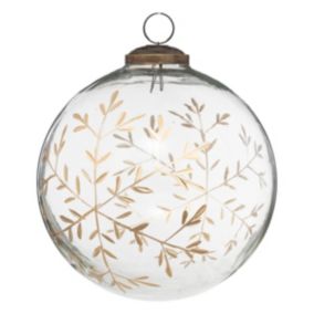 Déco Sapin de Noël Maxi Boule en Verre Flocon OR D 12.5 cm