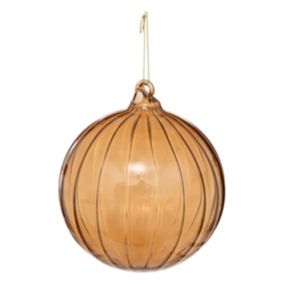 Déco Sapin de Noël Maxi Boule striée en Verre D 14 cm Marron