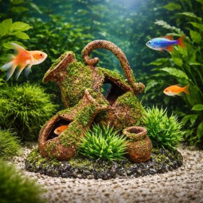 Décoration aquarium amphore cachette poissons décor naturel | Castorama