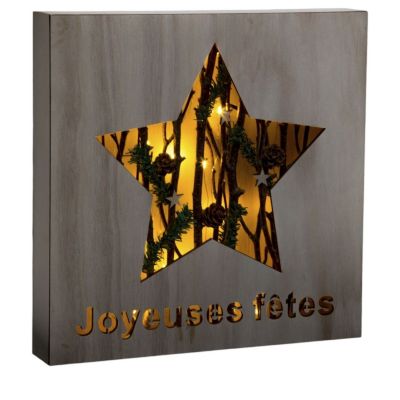 Décoration de Noël à poser cadre lumineux Marron, L. 29 x l. 5 x H. 29 cm, XMAS
