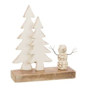 Décoration en Bois "Bonhomme de neige" 30cm Blanc