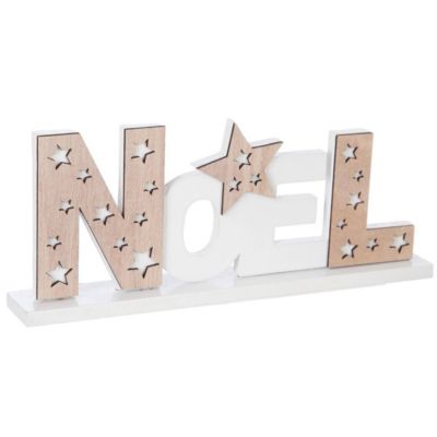 Décoration lettres noël blanc en bois - feeric lights & christmas