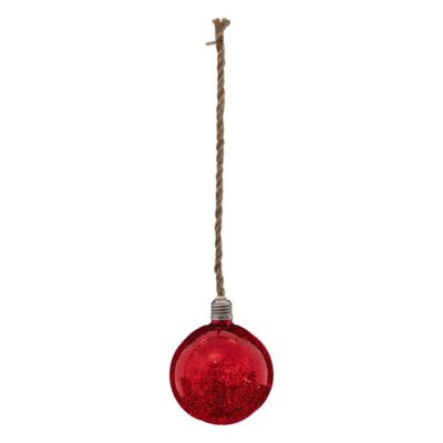 Décoration lumineuse  boule de noël rouge 12 led blanc chaud d10cm - feeric lights & christmas
