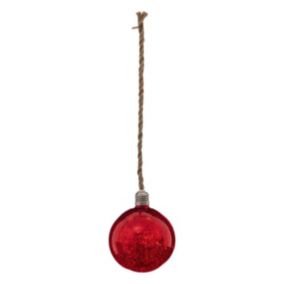 Décoration lumineuse  boule de noël rouge 12 led blanc chaud d10cm - feeric lights & christmas