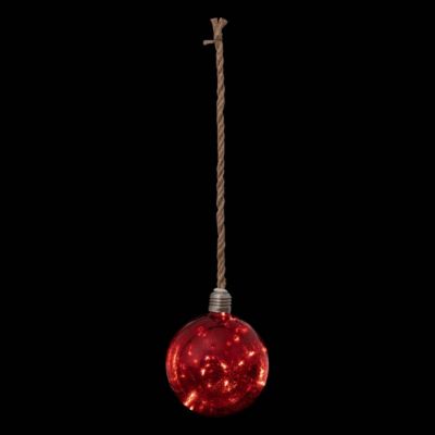 Décoration lumineuse  boule de noël rouge 12 led blanc chaud d10cm - feeric lights & christmas