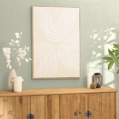 Décoration murale A - 83x123cm lignes abstraites, cadre naturel