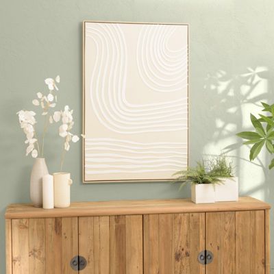 Décoration murale C - 83x123cm lignes abstraites, cadre naturel