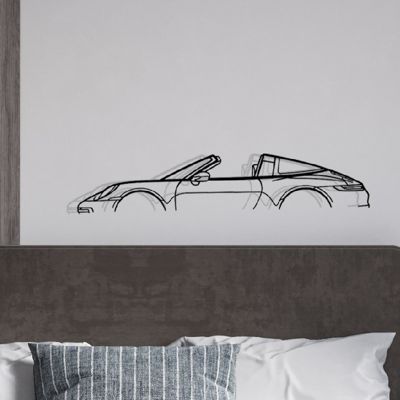 DÉCORATION MURALE EN MÉTAL - Silhouette de voiture - 911 Targa mod 992 - 100 CM
