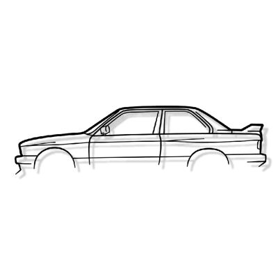DÉCORATION MURALE EN MÉTAL - Silhouette de voiture - M3 E30