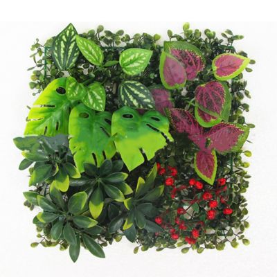 Décoration Murale Végétale - Plantes Artificielles 25x25cm Anti-UV - Gazon Plastique pour Mur - Salon, Bureau, Événements