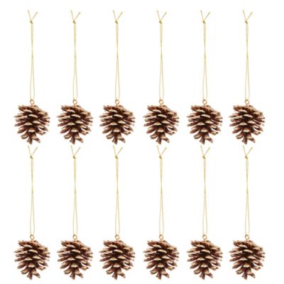 Decoration Pomme De Pin Nature Dore 12 Pieces Castorama
