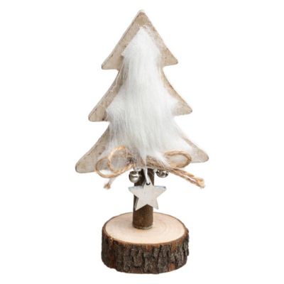 Décoration Sapin Bois  Fourrure - Blanc- Atmosphera