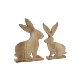 Décors lapins en manguier  (lot de 2)