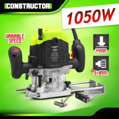 Défonceuse 1050W, pinces de serrage dimaètre 6 et 8 mm avec accessoires - Constructor