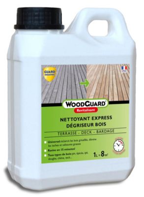 Dégriseur Nettoyant Bois WoodGuard Revitalisant Redonne Couleurs au Bois Efficace en 15 Minutes 1L 8m²