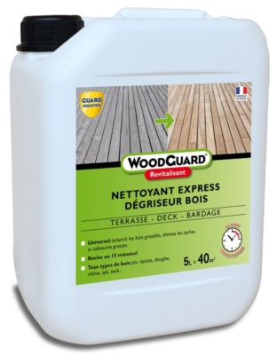 Dégriseur Nettoyant Bois WoodGuard Revitalisant Redonne Couleurs au Bois Efficace en 15 Minutes 5L 40m2
