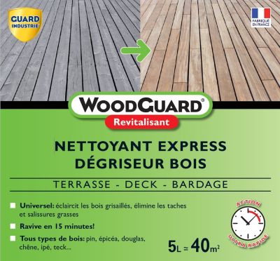 Dégriseur Nettoyant Bois WoodGuard Revitalisant Redonne Couleurs au Bois Efficace en 15 Minutes 5L 40m2