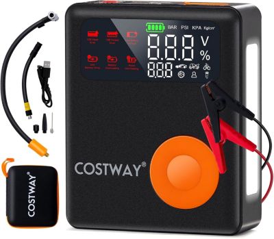 Démarreur Batterie de Voiture Portable avec Compresseur Air 2000A 13000mAh et Gonfleur de Pneus Numérique 150 PSI