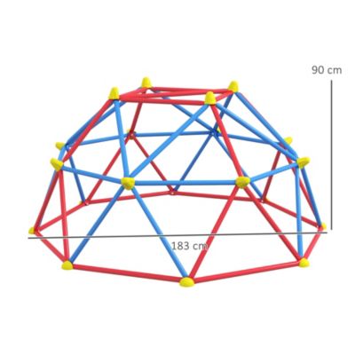 Dôme d'escalade enfant dia. 183 x 90H cm - nombreuses prises - charge max. reco. totale 180 Kg - métal PP multicolore