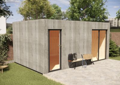 Dépendance jardin sans permis en bois 5,5 x 3,5 x 2,7 m avec plancher isolé