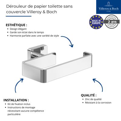 Dérouleur de papier toilette sans couvercle VILLEROY ET BOCH Elements - Striking Nickel Brossé