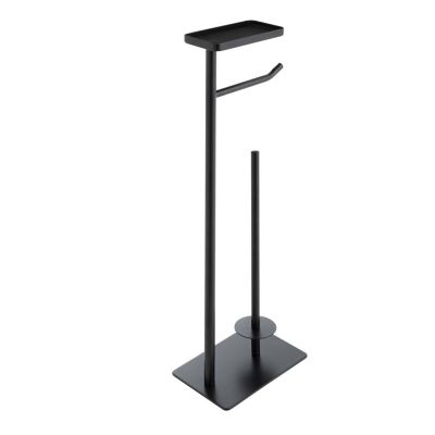 Dérouleur de papier WC avec porte-téléphone Noir, L. 22 x l. 15 x H. 63.5 cm