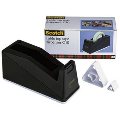 Dérouleur de ruban adhésif de table Scotch C10 noir, compatible 25 mm et 76 mm
