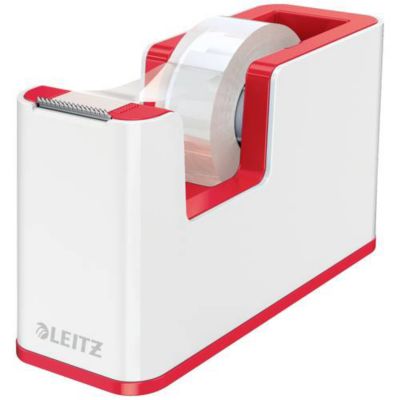 Dérouleur de ruban adhésif Leitz WOW Duo Color blanc-rouge, pour rouleaux 19 mm x 33 m