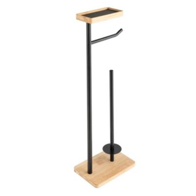 Dérouleur papier WC noir avec réserve et porte téléphone