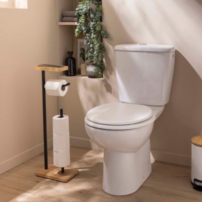 Dérouleur papier WC noir avec réserve et porte téléphone