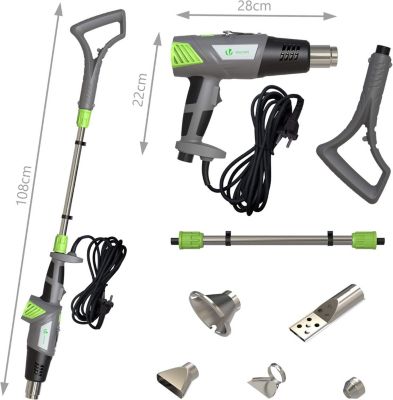 Désherbeur Thermique 2 en 1 Electrique Pistolet + Perche Télescopique + 5 Accessoires