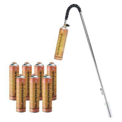 Désherbeur thermique brule herbes + 8 Cartouches de gaz 330g Chalumeau à gaz polyvalent Mauvaises Herbes, Allume Barbecue KEMPER
