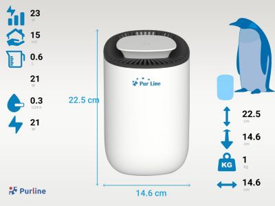 Déshumidificateur 21W avec lumière LED pour des petites surfaces