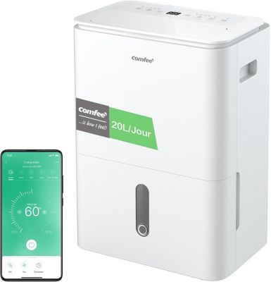 Déshumidificateur 2EN1,Elimine l'humidité jusqu'à 20LJour, Purification d'air avec ioniseur, 4 Modes, Fonction Air Swing
