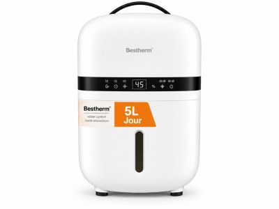 Déshumidificateur d'air BESTHERM - Nova 5L/jour, filtre à charbon actif anti-odeurs, avec minuterie 24h