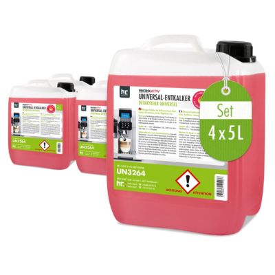 Détartrant Universel Microactiv Avec Indicateur De Couleur Pour Machines À Café Entièrement Automatiques En Bidon De 4 x 5 L