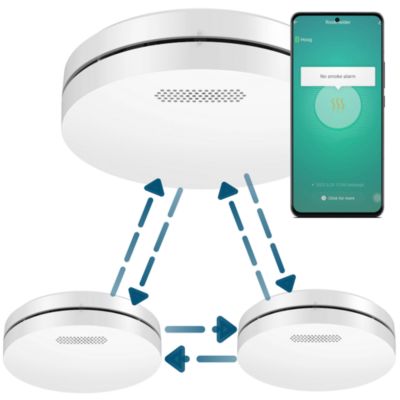 Détecteur de fumée Aroha Smart Connect & Link connectable et WiFi - Alarme incendie connecte Tuya et Smartlife - 3 pieces