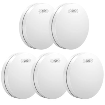 Détecteur de fumée/chaleur connectable Aroha Link - Batterie 10 ans - Capteur de fumée interconnecté - Alarme incendie - Pack de 5