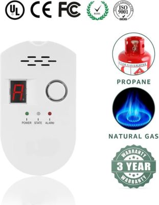Détecteur de gaz naturel propane butane enfichable affichage numérique Firlarm