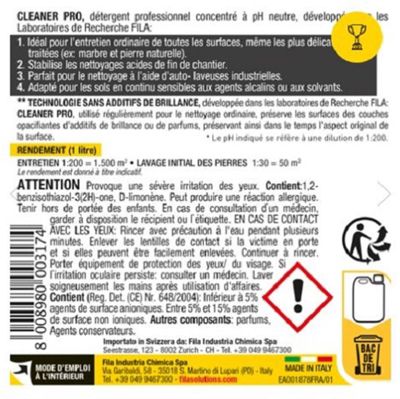 Détergent neutre universel CLEANER PRO - Bidon 5L - FILA