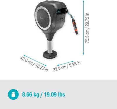 Dévidoir automatique pour terrasse RollUp M 20 m GARDENA bleu turquoise 18615-20