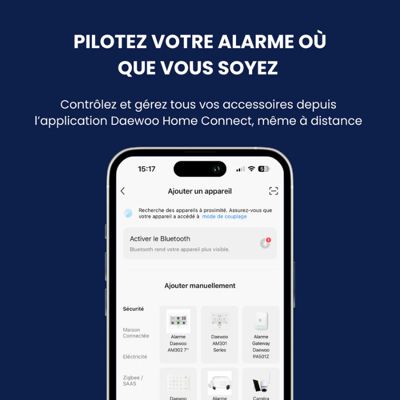 Daewoo - Alarme Maison WiFi + GSM Sans Fil Touch AM342 - Sans Abonnement - Kit Complet avec Caméras Full HD Intérieures/Extérieure