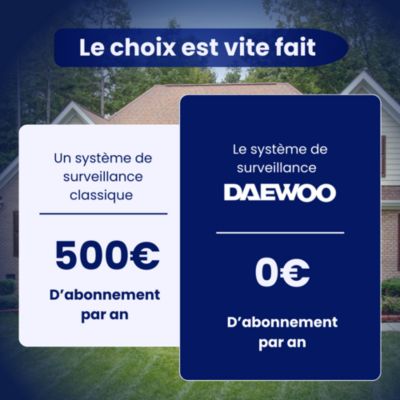 Daewoo - Alarme Maison WiFi + GSM Sans Fil Touch AM343 - Sans Abonnement - Kit Complet avec Caméras Full HD Intérieure/Extérieure