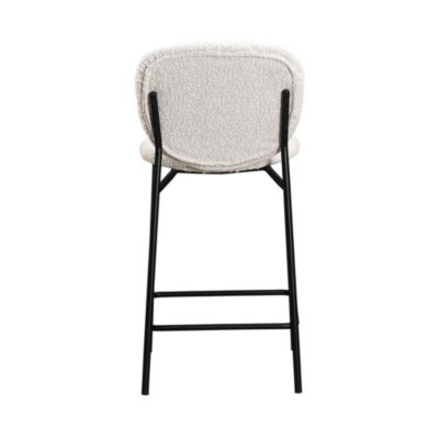 DALBY - Lot de 2 tabourets de bar en tissu bouclette et métal H65cm - Écru