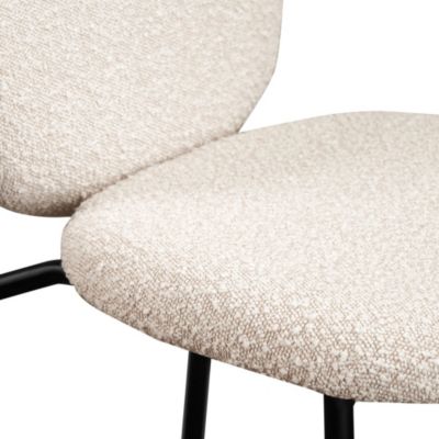 DALBY - Lot de 2 tabourets de bar en tissu bouclette et métal H65cm - Écru