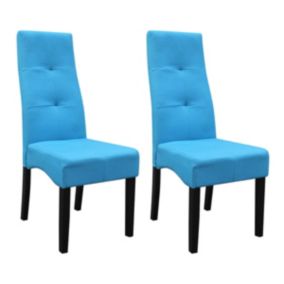 DALLAS - Lot de 2 Chaises Turquoises Capitonnées