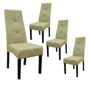 DALLAS - Lot de 4 Chaises Vert Clair Capitonnées