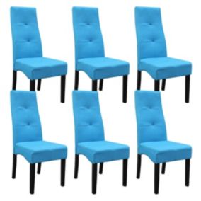 DALLAS - Lot de 6 Chaises Turquoises Capitonnées